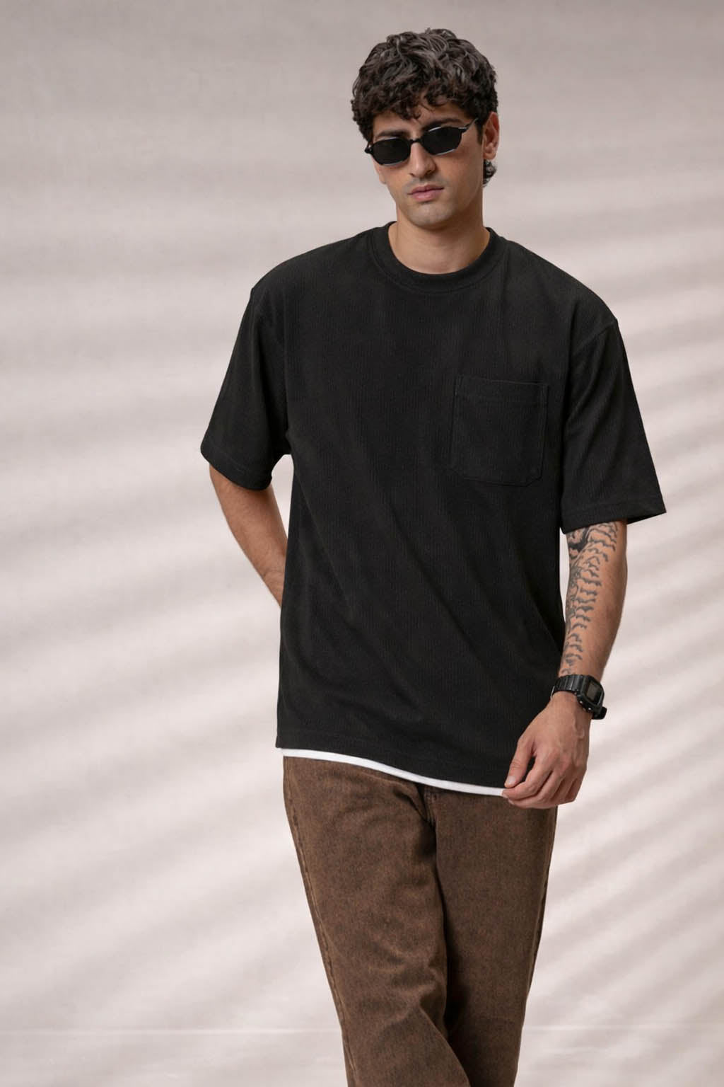 Men Round Neck Oversize Fit Pocket T-Shirt