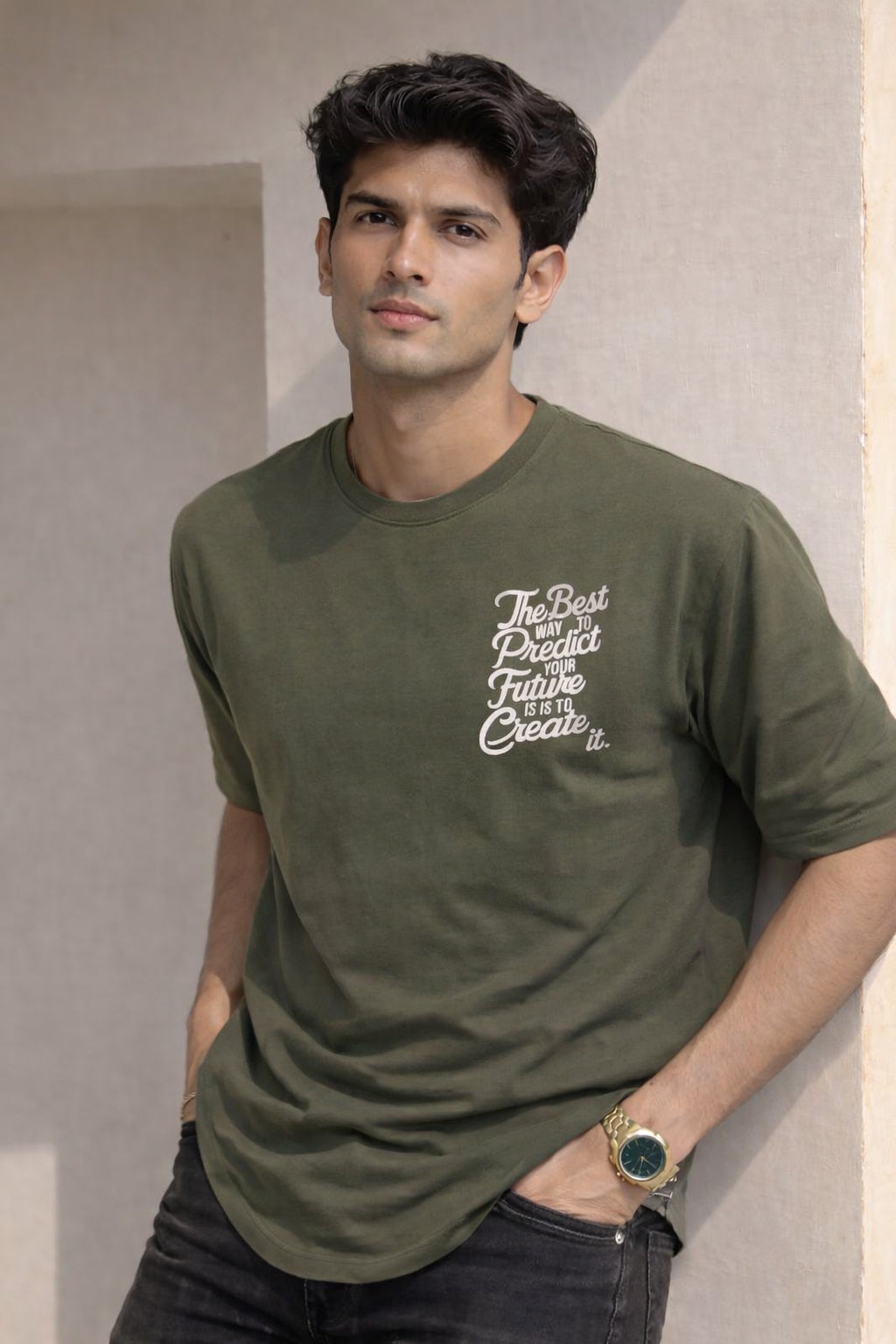 Men Round Neck Oversized Fit T-Shirt
