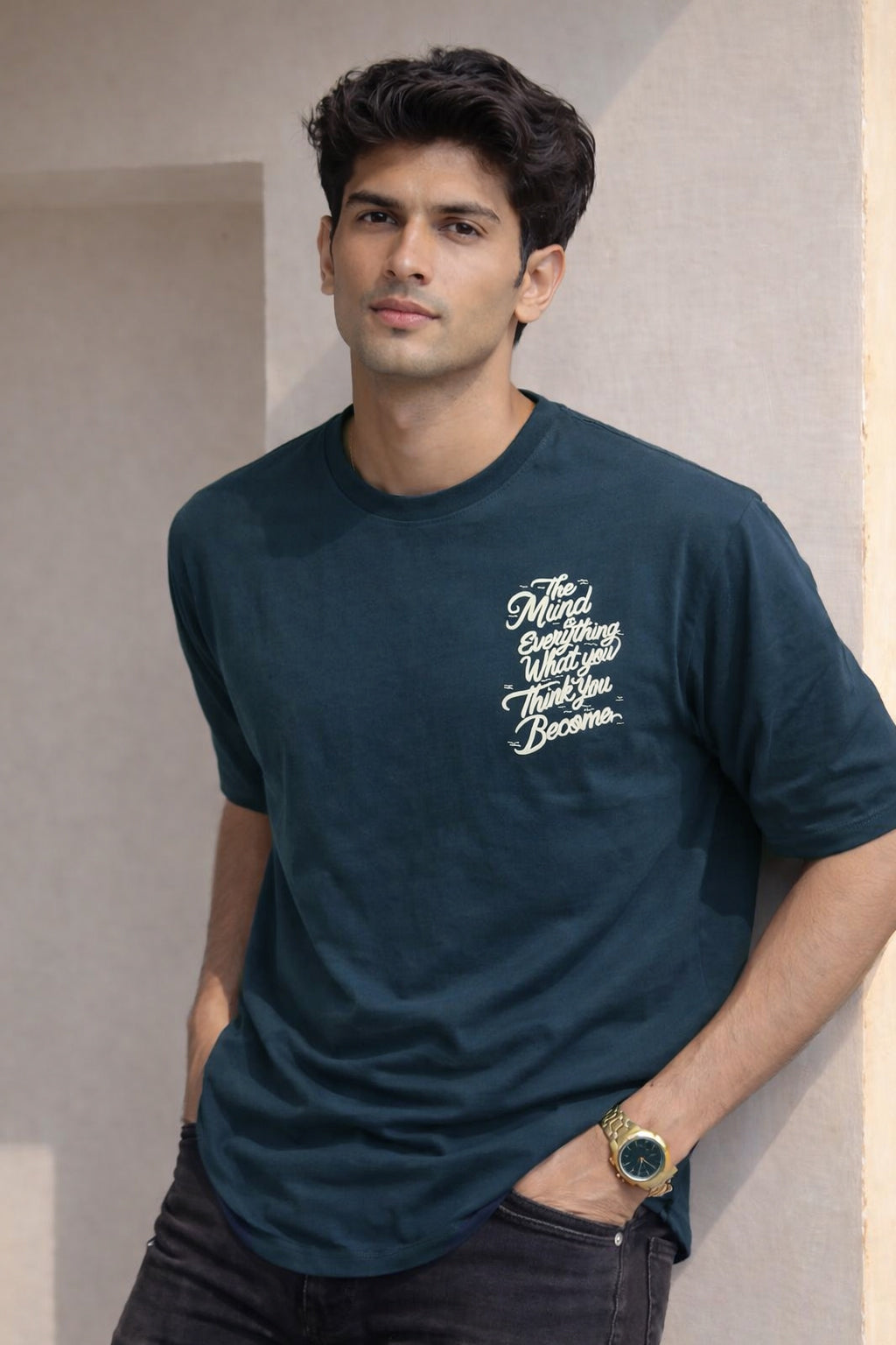 Men Round Neck Oversized Fit T-Shirt