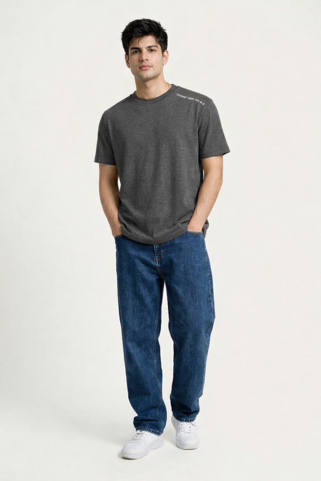Men Round Neck Solid Half Sleeves T-Shirt