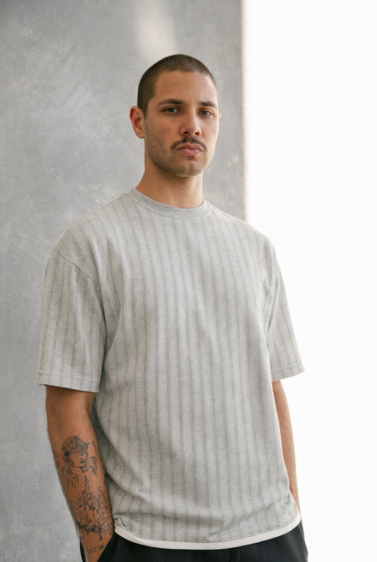 Men Round Neck Vertical Stripes Half Sleeves T-Shirt