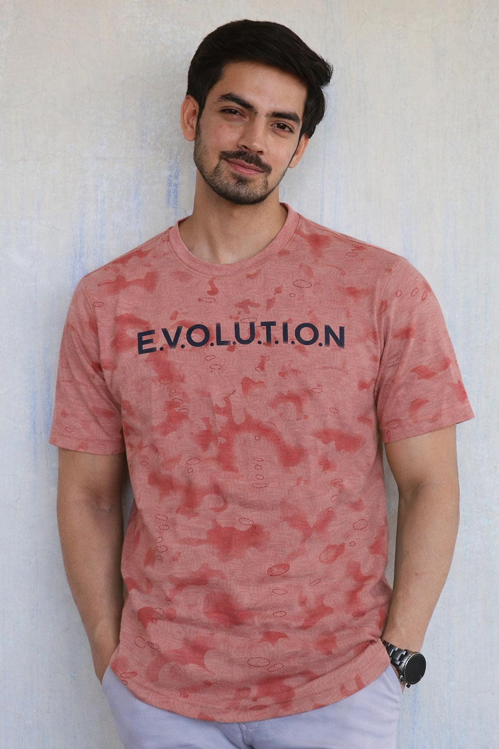 Men Round Neck All Over Print Half Sleeves T-Shirt