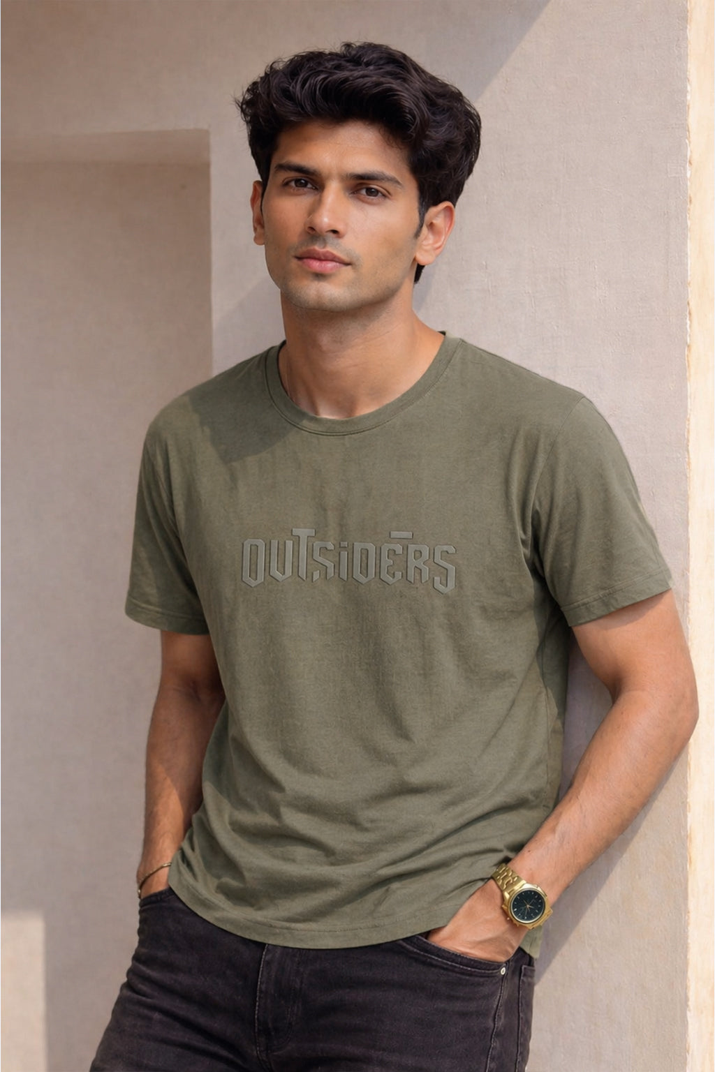 Men Round Neck Chest Prnit Half Sleeves T-Shirt
