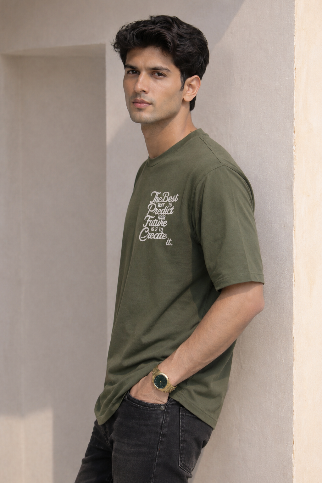 Men Round Neck Oversized Fit T-Shirt