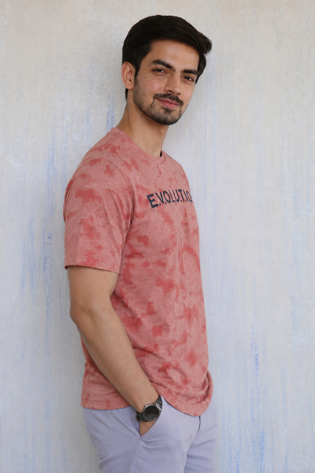 Men Round Neck All Over Print Half Sleeves T-Shirt