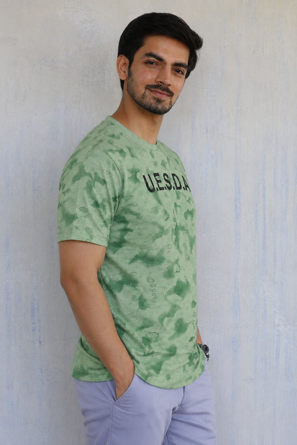 Men Round Neck All Over Print Half Sleeves T-Shirt