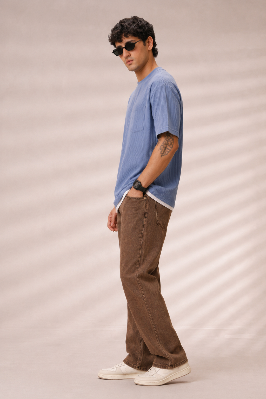 Men Round Neck Oversize Fit Pocket T-Shirt