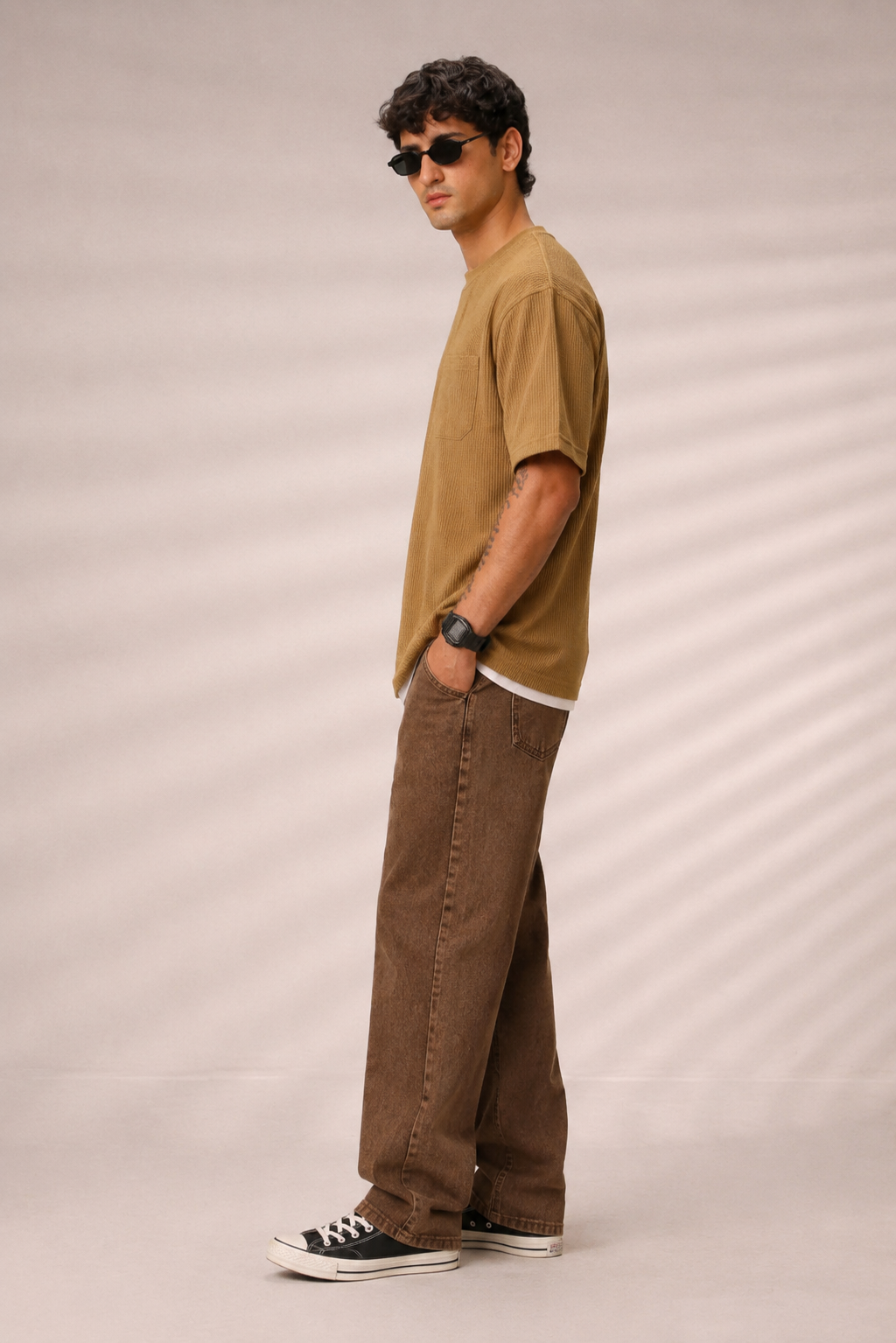 Men Round Neck Oversize Fit Pocket T-Shirt