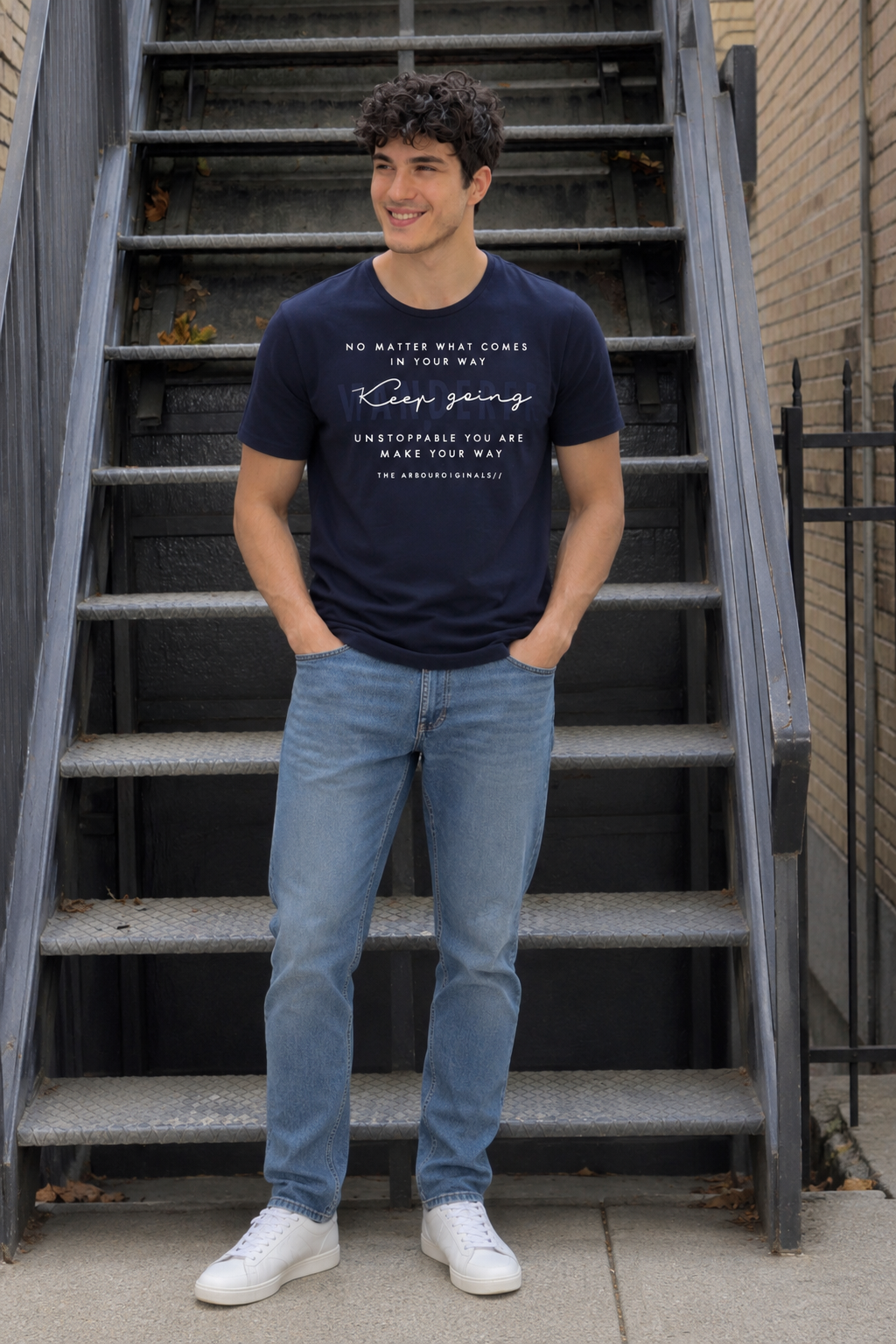 Men Round Neck Chest Print Half Sleeves T-Shirt