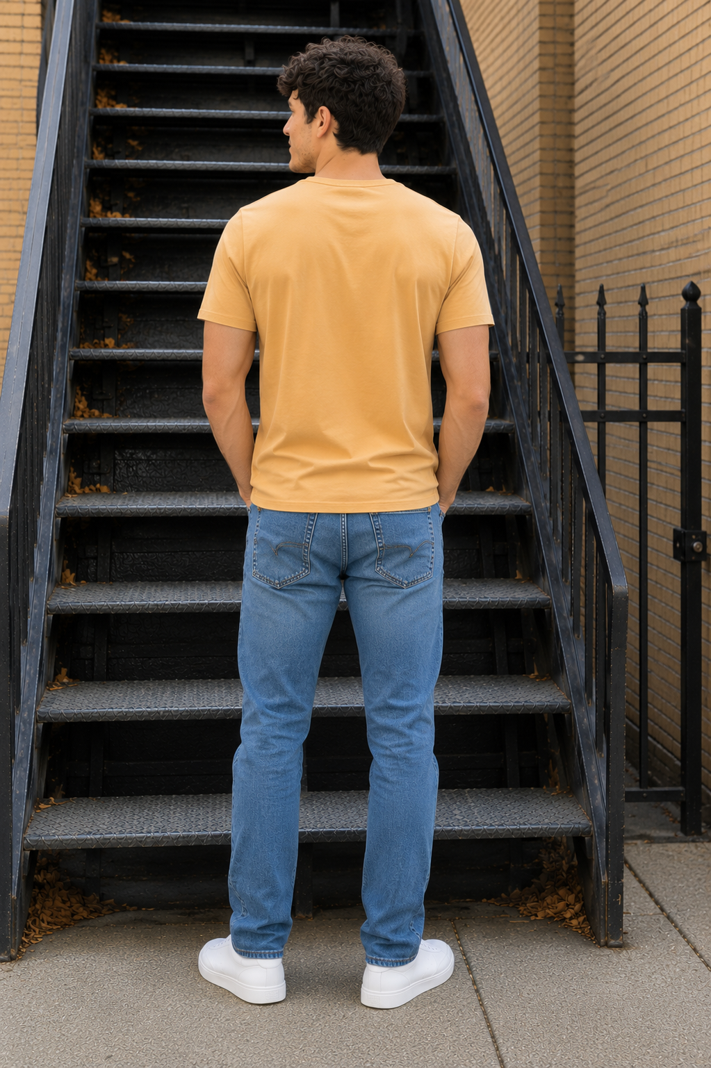 Men Round Neck Chest Print Half Sleeves T-Shirt