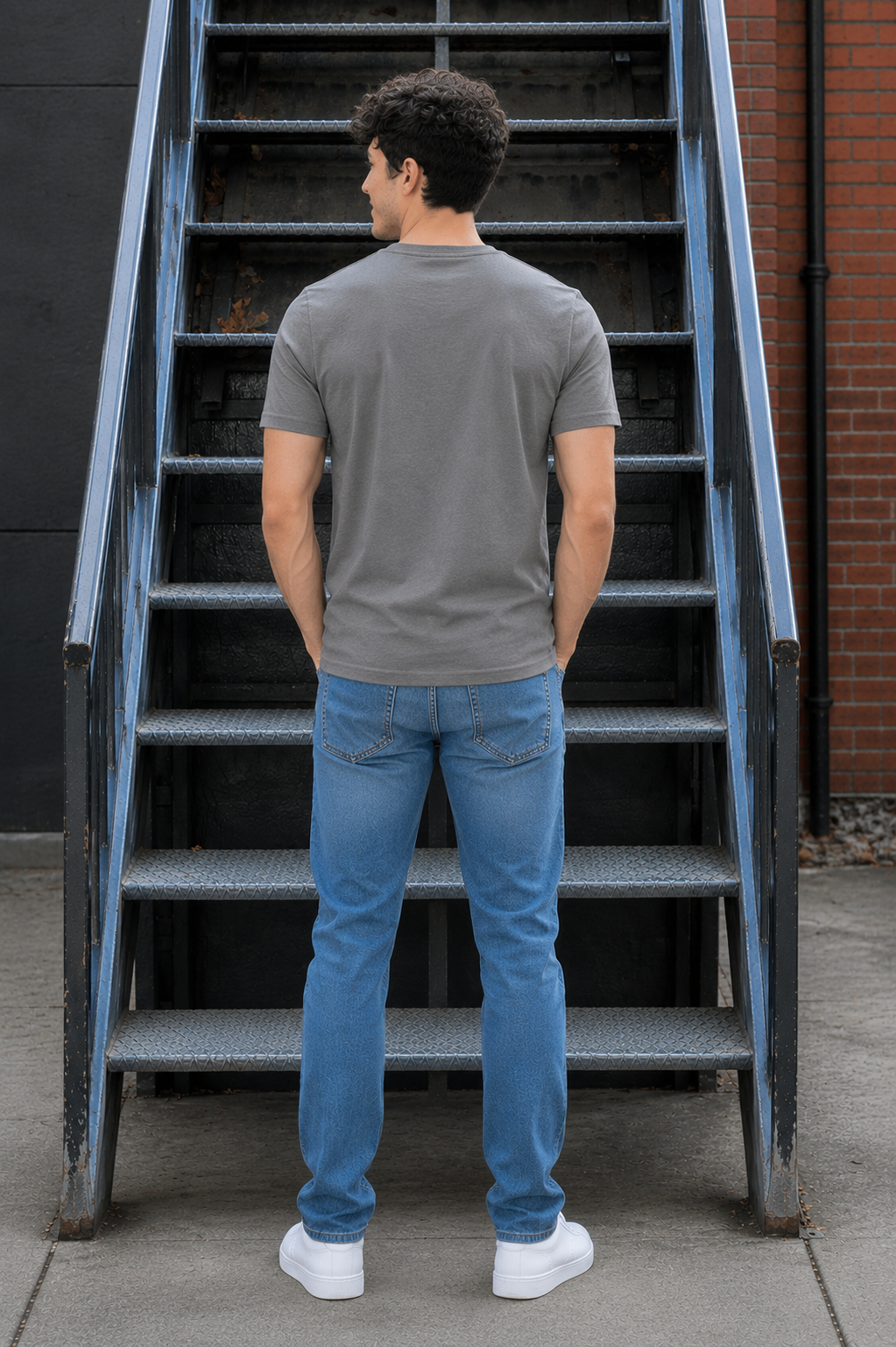 Men Round Neck Chest Print Half Sleeves T-Shirt