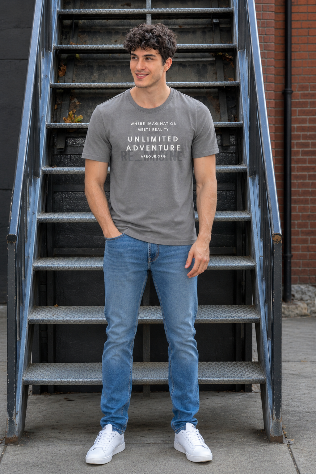 Men Round Neck Chest Print Half Sleeves T-Shirt
