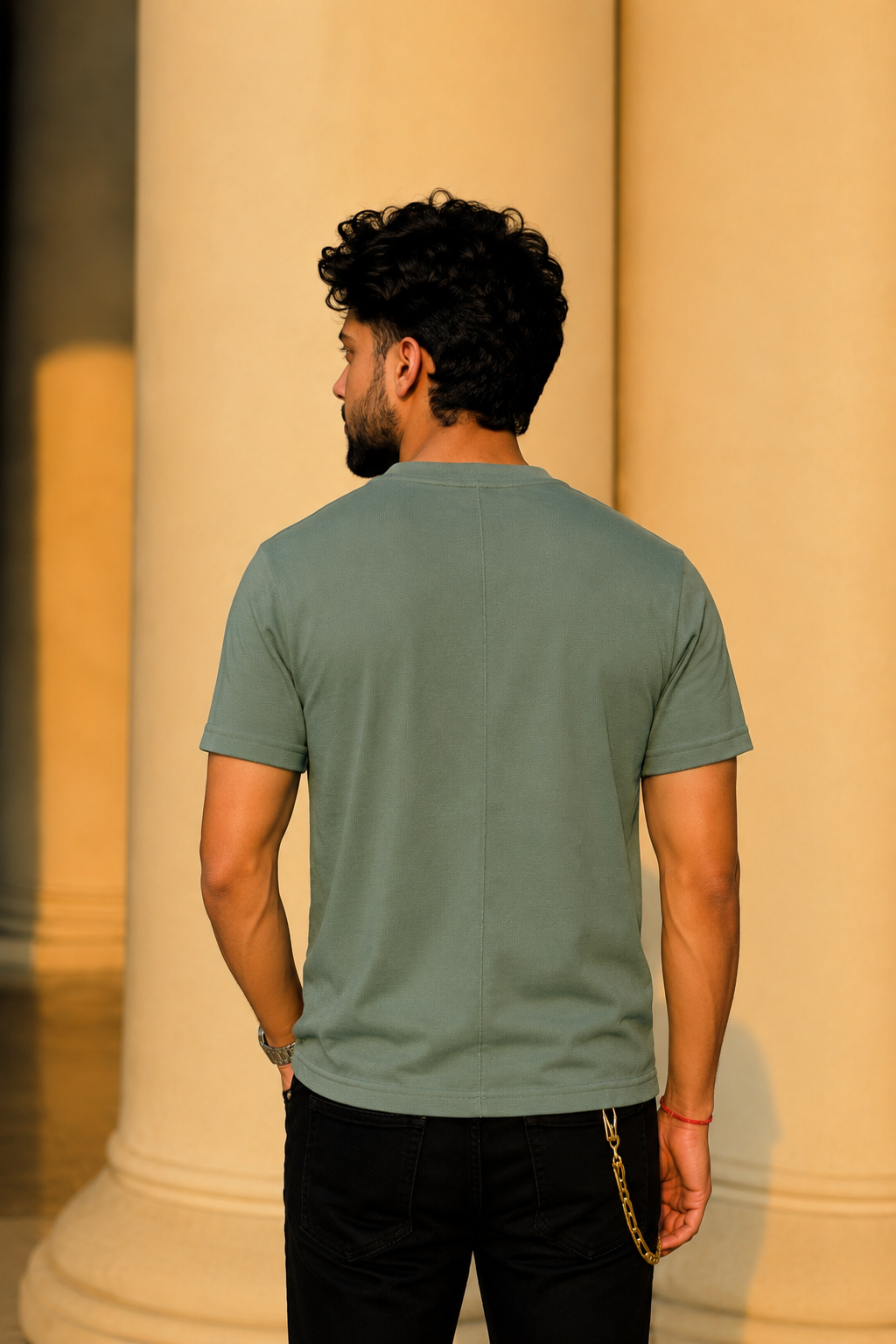 Men Round Neck Solid Half Sleeves T-Shirt
