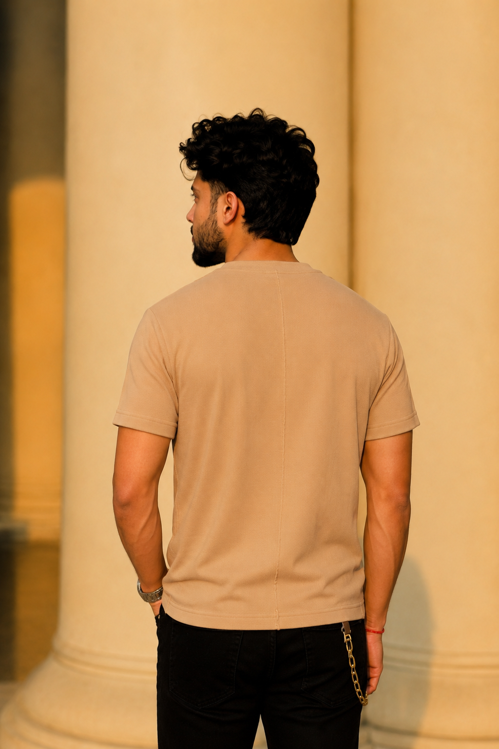 Men Round Neck Solid Half Sleeves T-Shirt