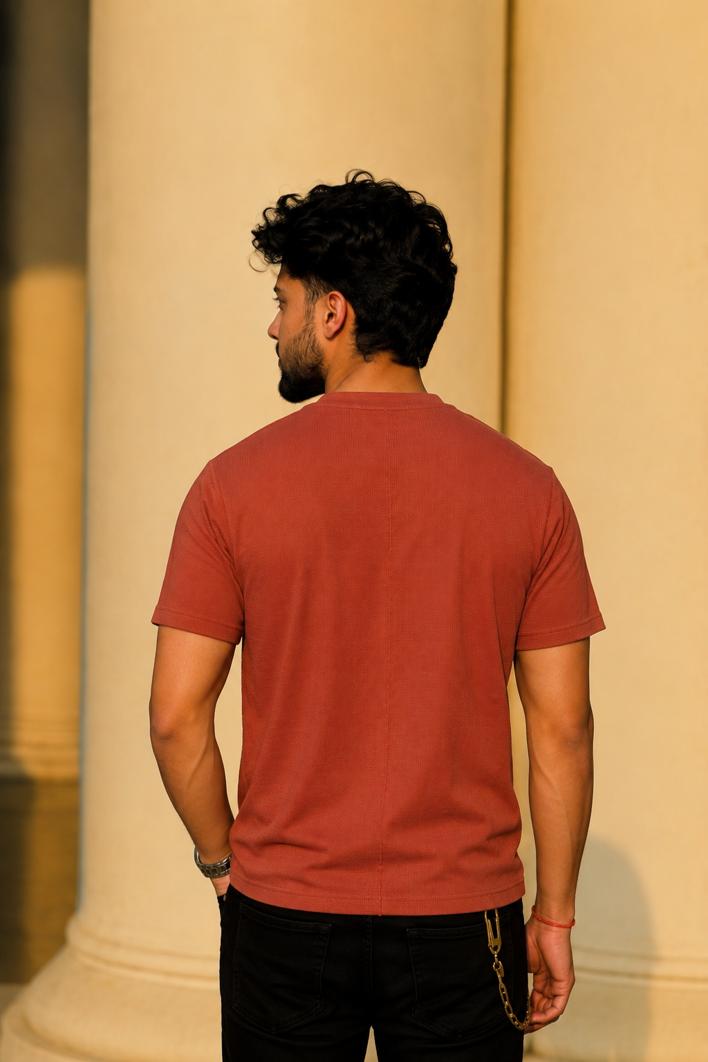 Men Round Neck Solid Half Sleeves T-Shirt