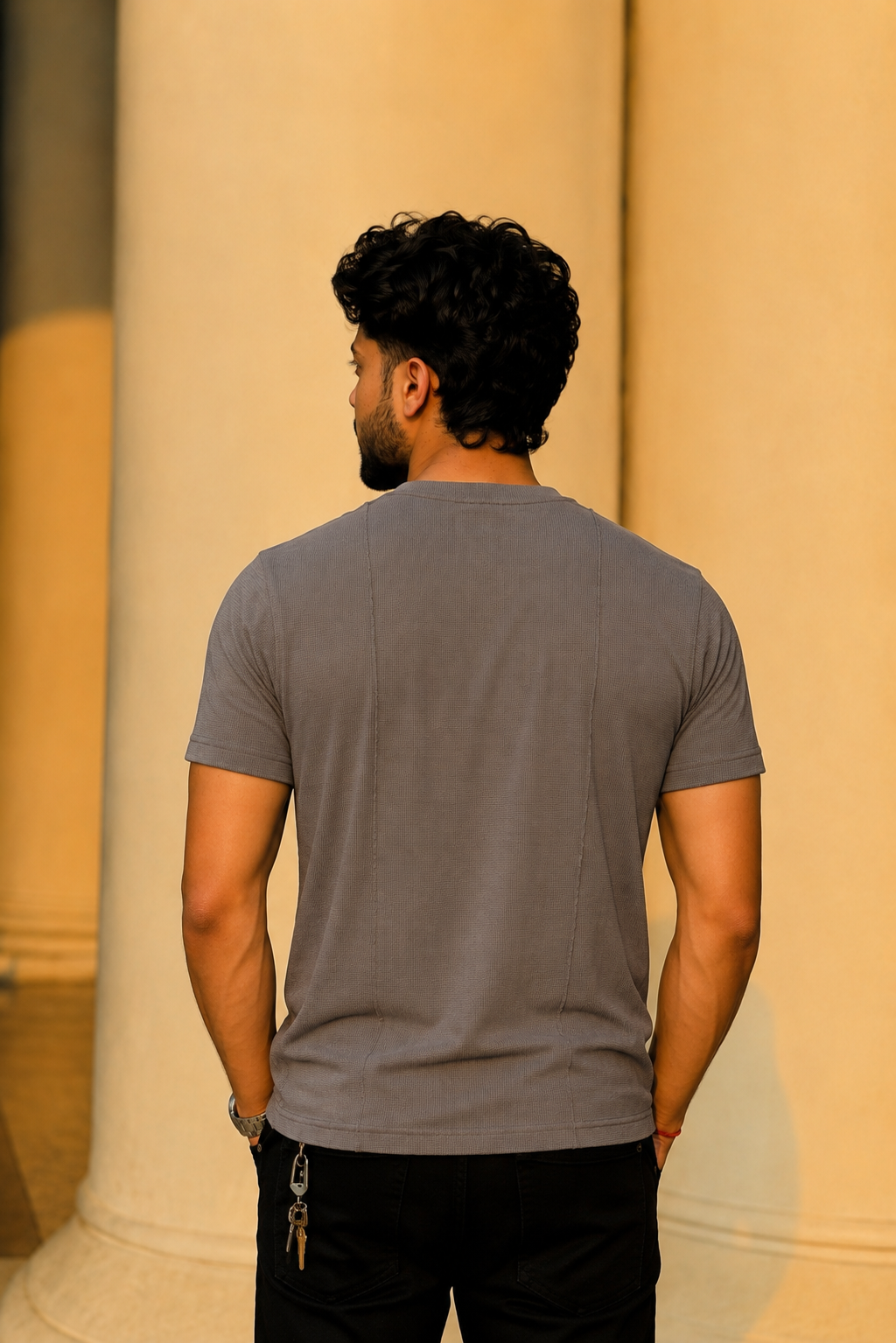 Men Round Neck Solid Half Sleeves T-Shirt