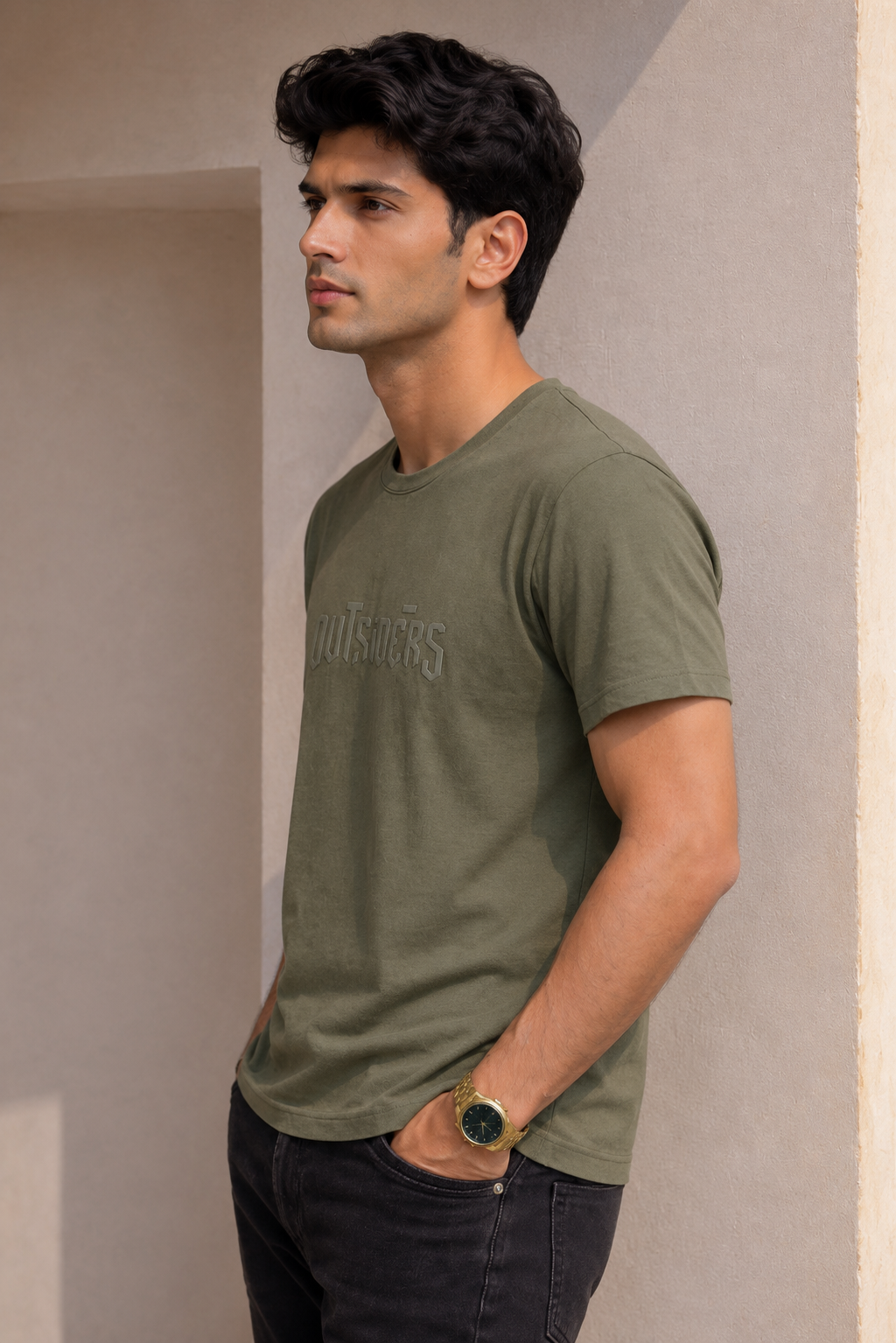 Men Round Neck Chest Prnit Half Sleeves T-Shirt
