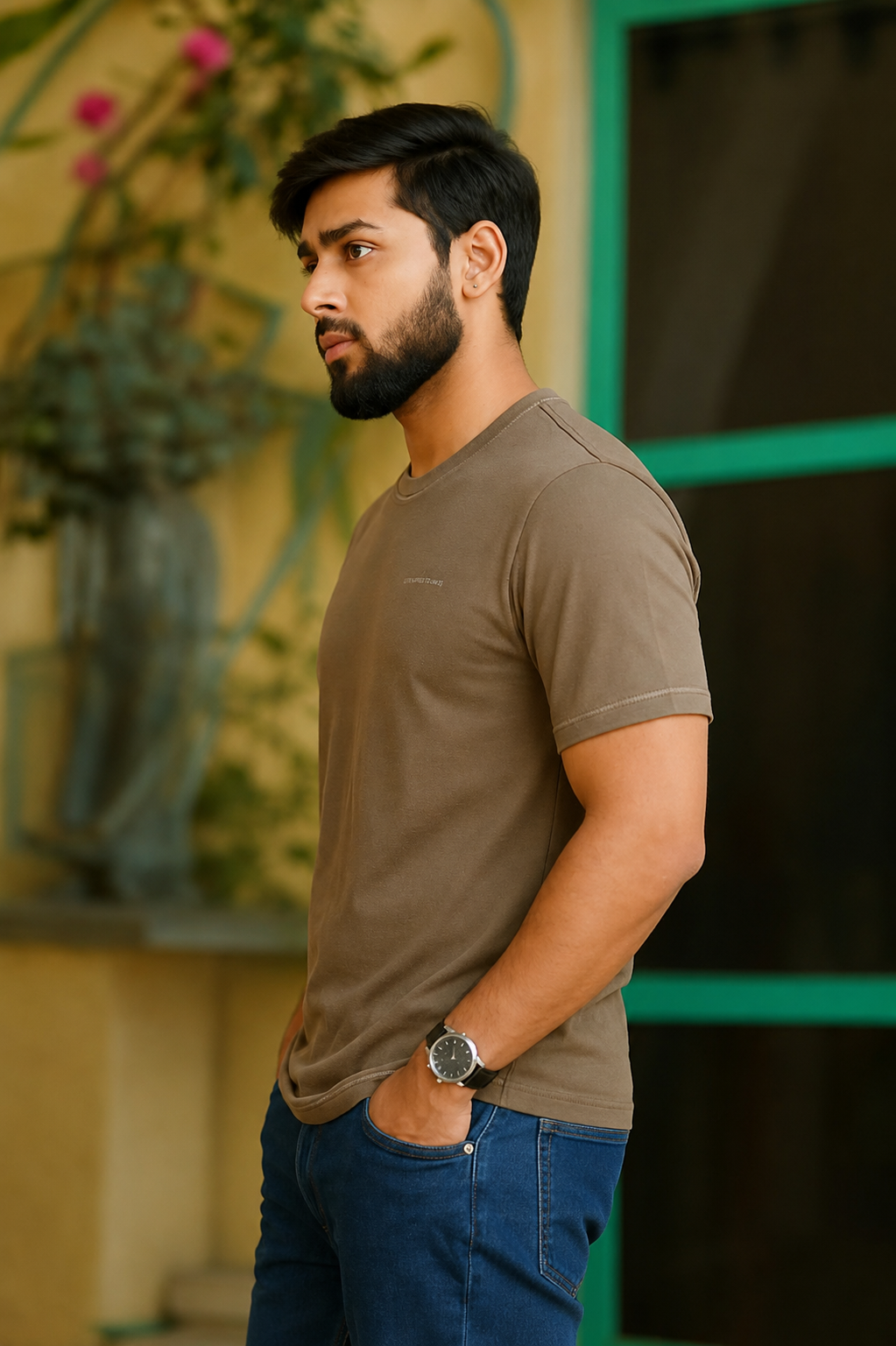 Men Round Neck Oversize Fit Pocket T-Shirt