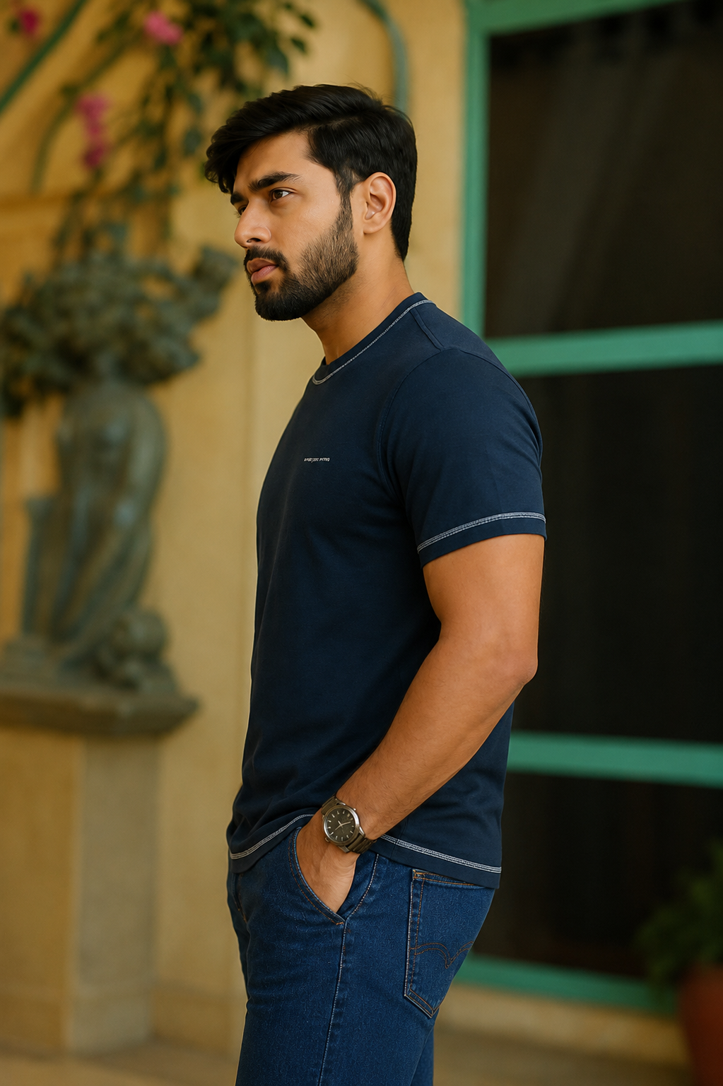 Men Round Neck Oversize Fit Pocket T-Shirt