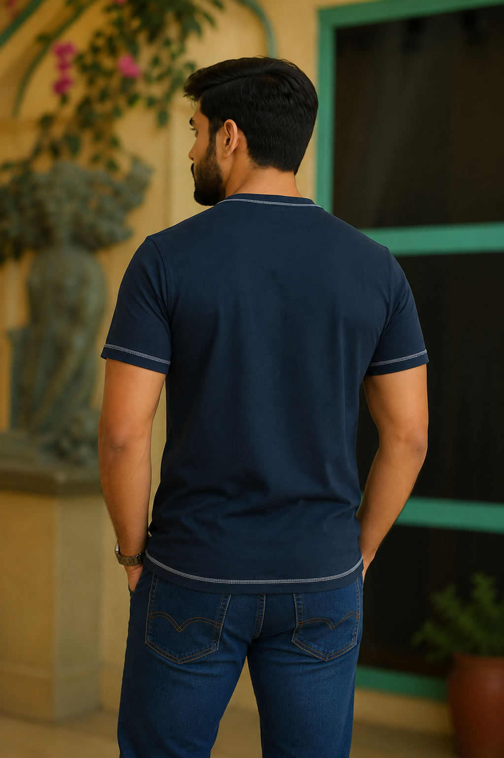 Men Round Neck Oversize Fit Pocket T-Shirt