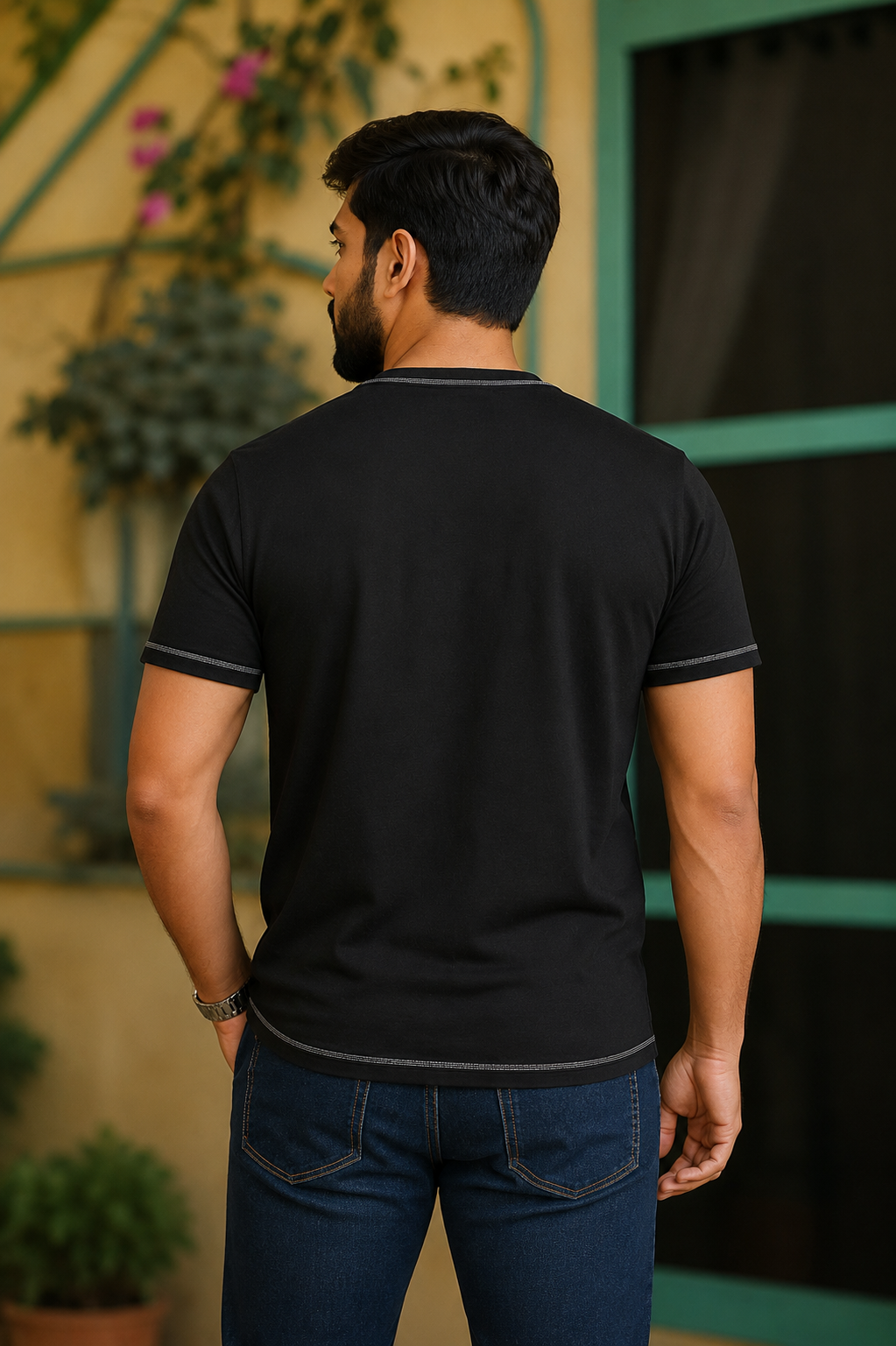 Men Round Neck Oversize Fit Pocket T-Shirt