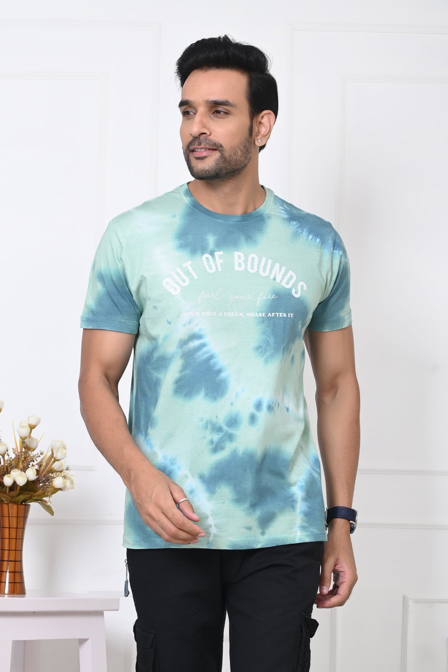 Men Round Neck Printed Half Sleeves T-Shirt