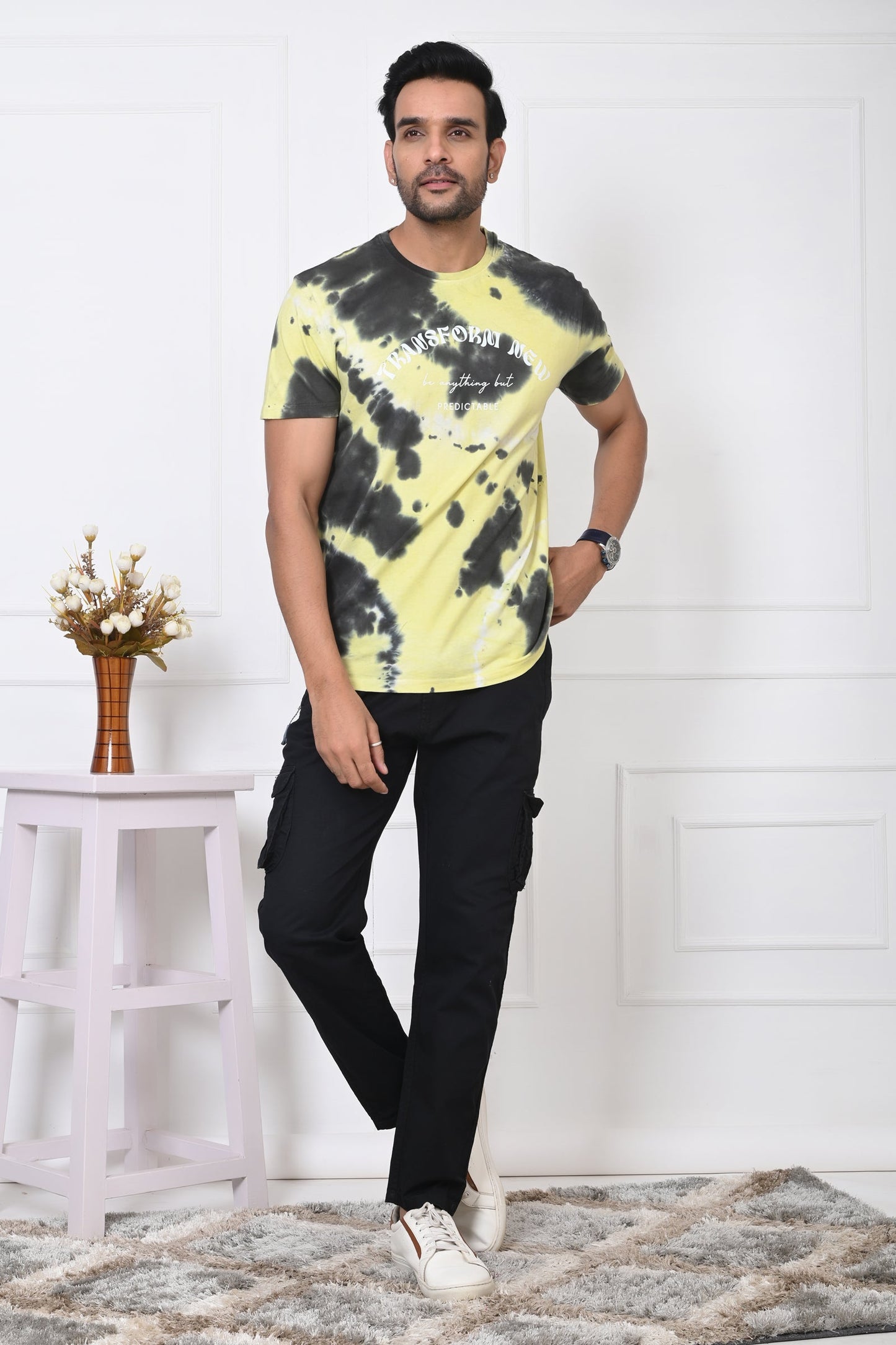Men Round Neck Printed Half Sleeves T-Shirt