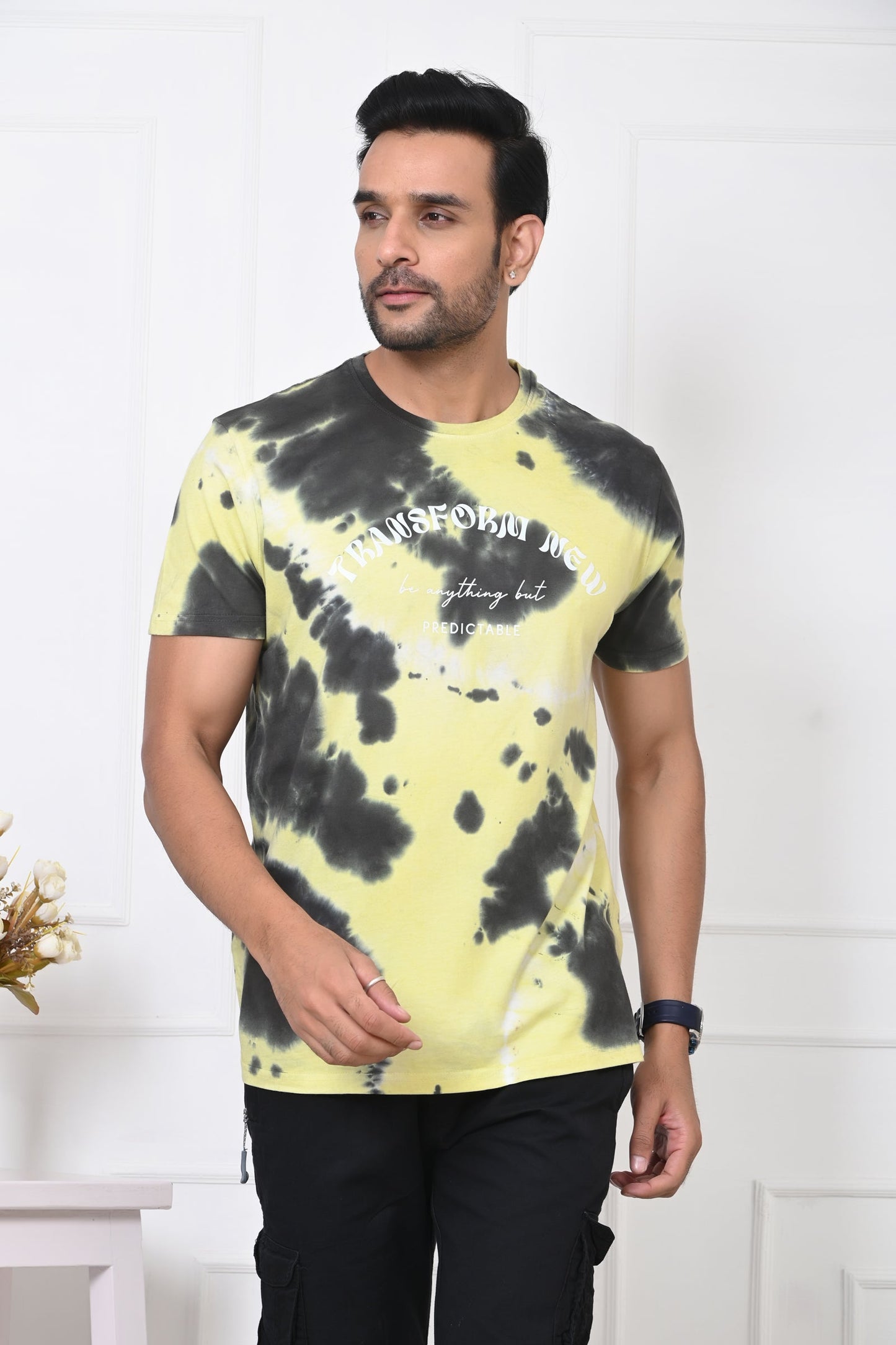 Men Round Neck Printed Half Sleeves T-Shirt