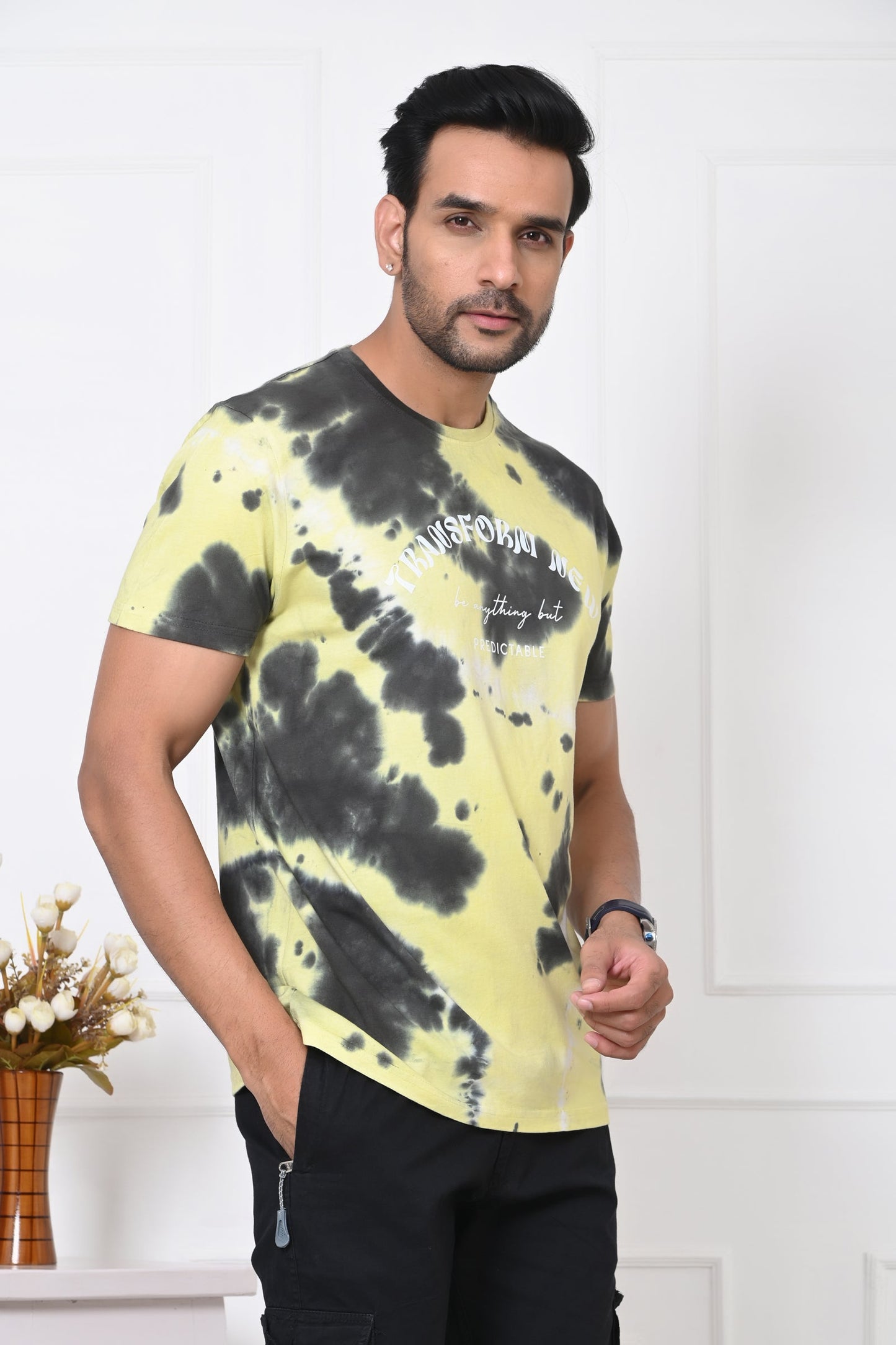 Men Round Neck Printed Half Sleeves T-Shirt